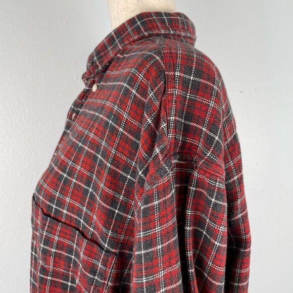 Old Navy Red Plaid Flannel Button Down Shirt Size L EUC - Picture 4 of 8